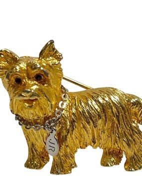 Joan Rivers Goldtone Yorkshire Terrier Dog Brooch Pin - Jewelry Accent